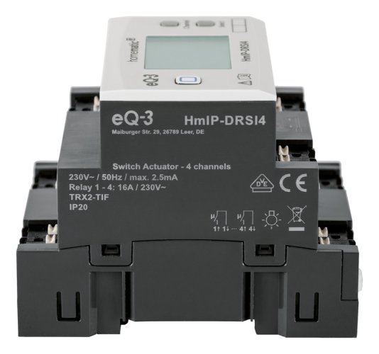 Homematic IP spínací aktor s měřičem na DIN lištu, 4 kanály (HmIP-DRSI4)