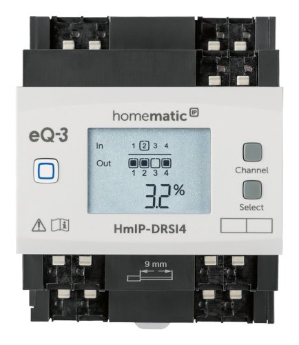 Homematic IP spínací aktor s měřičem na DIN lištu, 4 kanály (HmIP-DRSI4)