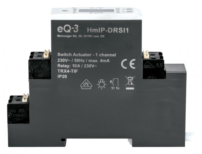Homematic IP spínací aktor s měřičem na DIN lištu, 1 kanál (HmIP-DRSI1)